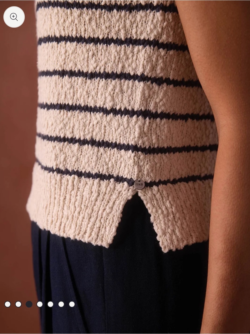 The Normal Brand Louise Knit Tank in Cream/ Navy Stripe Size Medium - Picture 7 of 7